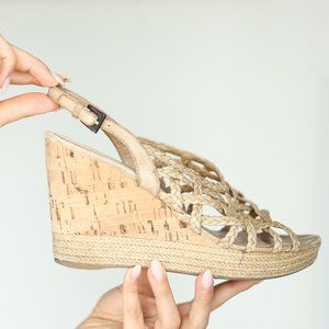 Prada Women's Leather Braided Platform Wedge Sandal